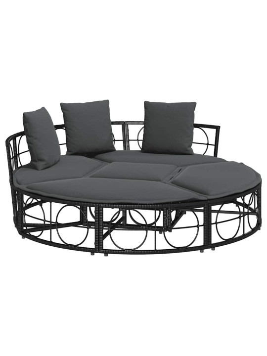 Venkovní lůžko bez baldachýnu black poly rattan