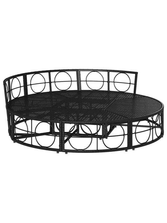 Venkovní lůžko bez baldachýnu black poly rattan