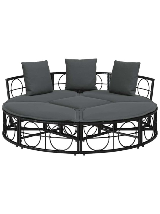 Venkovní lůžko bez baldachýnu black poly rattan