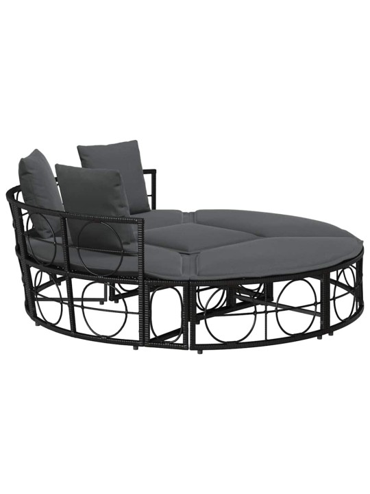 Venkovní lůžko bez baldachýnu black poly rattan