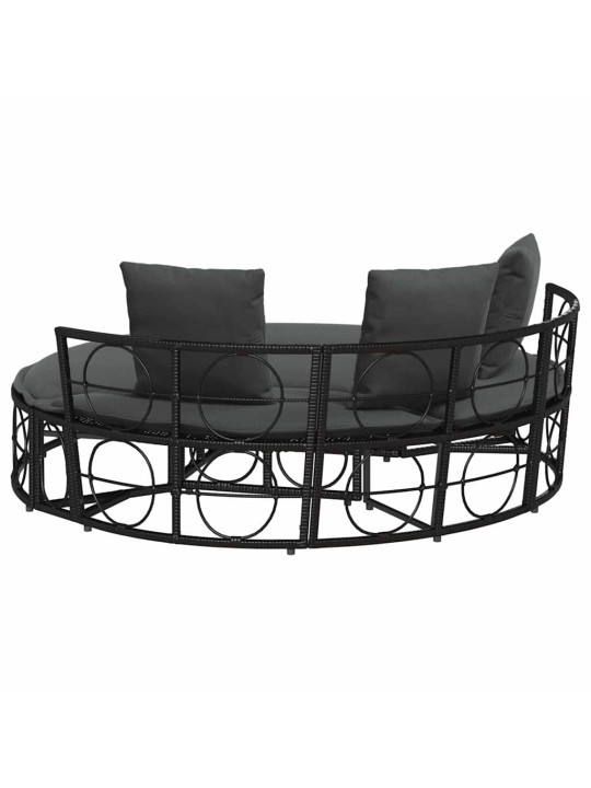 Venkovní lůžko bez baldachýnu black poly rattan