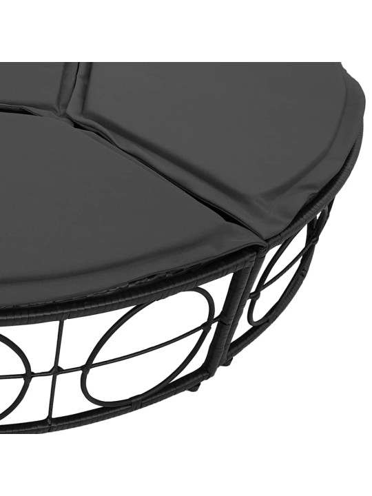 Venkovní lůžko bez baldachýnu black poly rattan