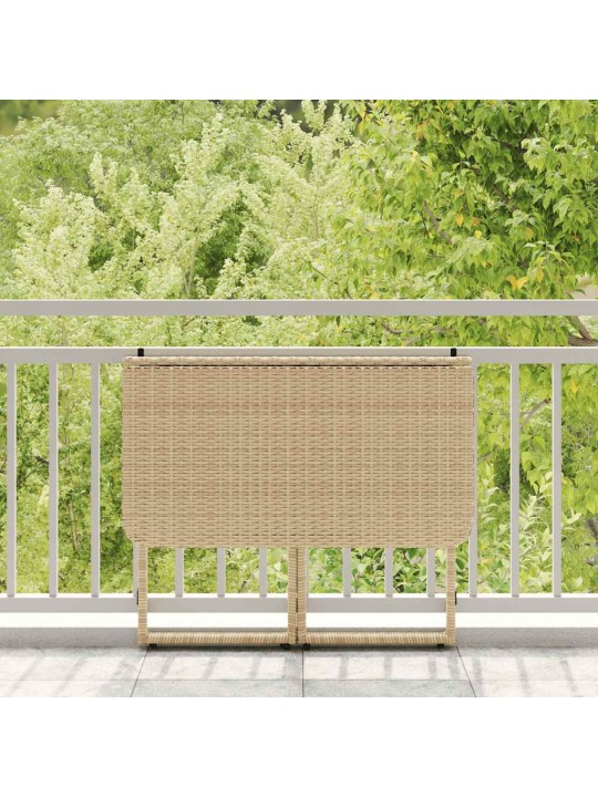 Skládací zahradní stůl béžový 90x51x75 cm poly ratan