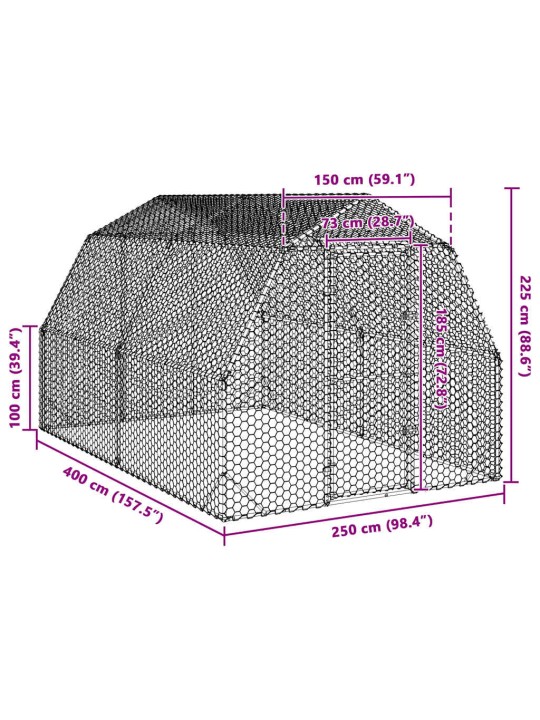 Výběh pro slepice 2,5x4x2,25 m pozinkovaná ocel