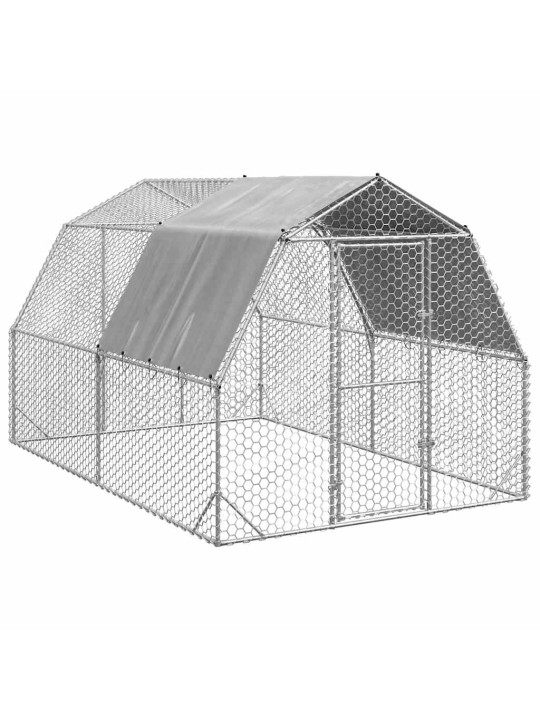 Výběh pro slepice se střechou 2,5x4x2,25 m pozinkovaná ocel