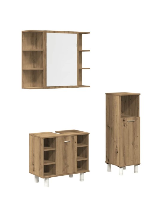 3dílná koupelnová sestava dub artisan kompozitní dřevo