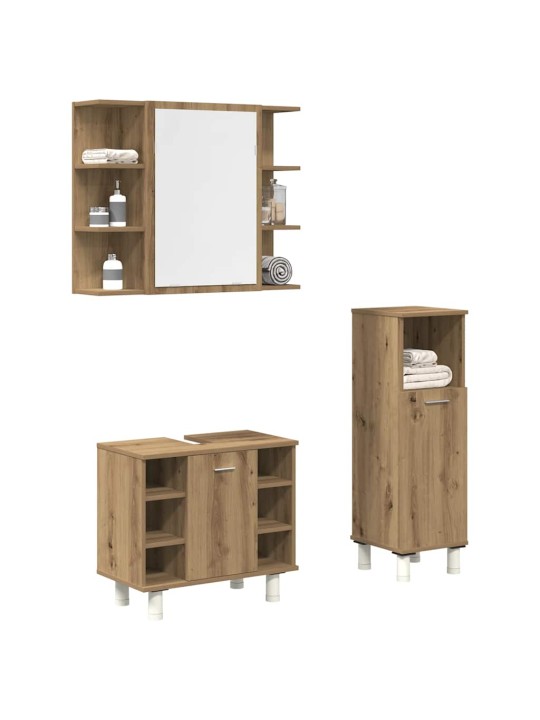 3dílná koupelnová sestava dub artisan kompozitní dřevo