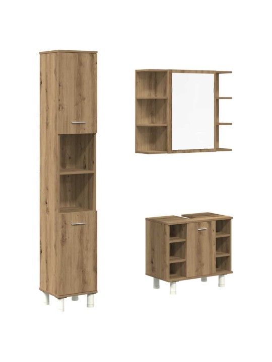 3dílná koupelnová sestava dub artisan kompozitní dřevo
