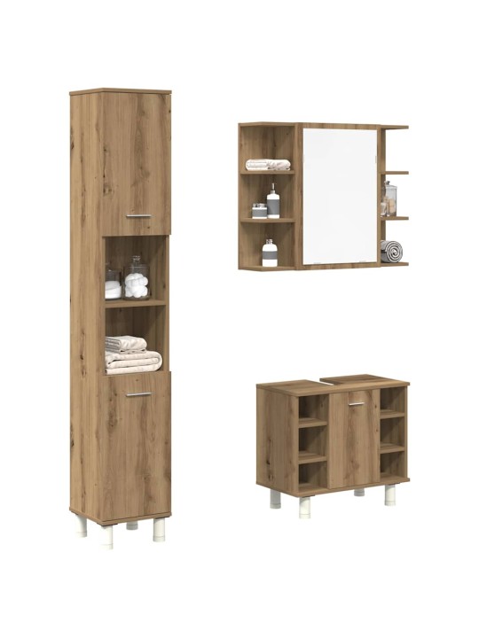 3dílná koupelnová sestava dub artisan kompozitní dřevo