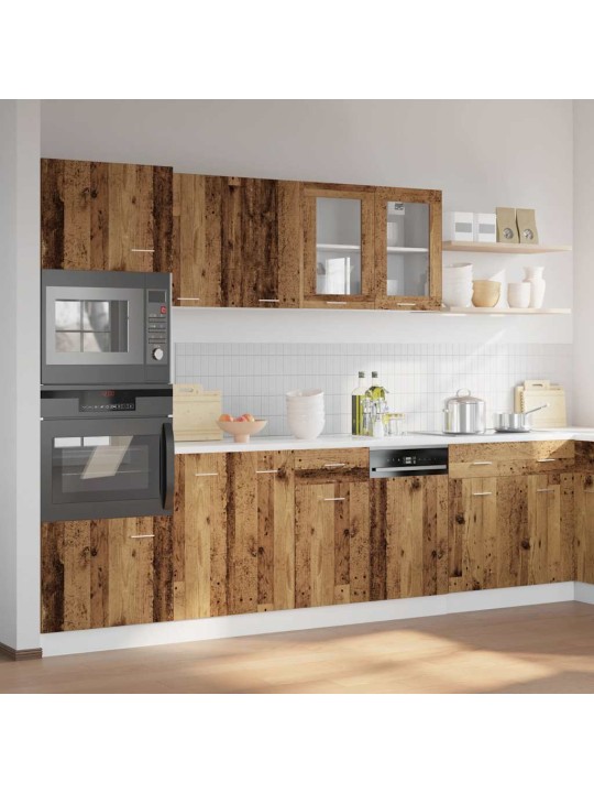 Sada 7dílná kuchyňských skříněk old wood kompozitní dřevo