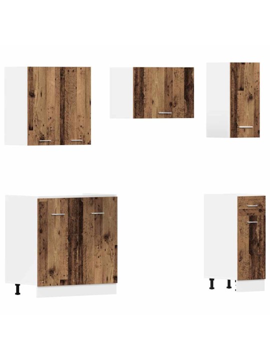 Sada 11dílná kuchyňských skříněk old wood kompozitní dřevo
