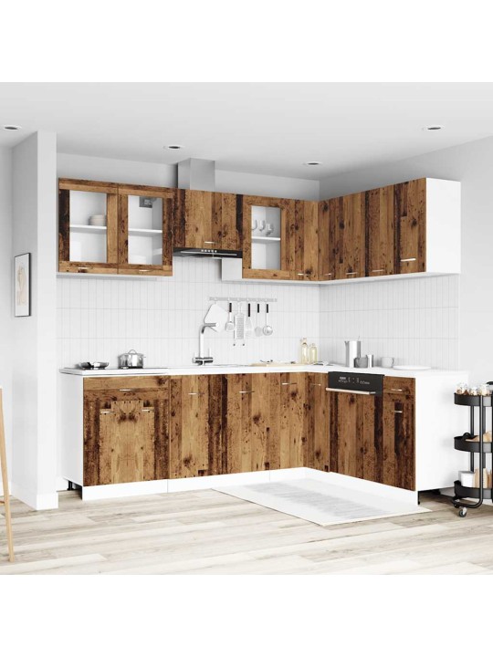Sada 11dílná kuchyňských skříněk old wood kompozitní dřevo