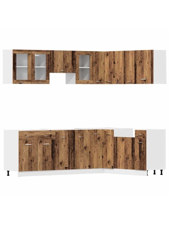 Sada 11dílná kuchyňských skříněk old wood kompozitní dřevo