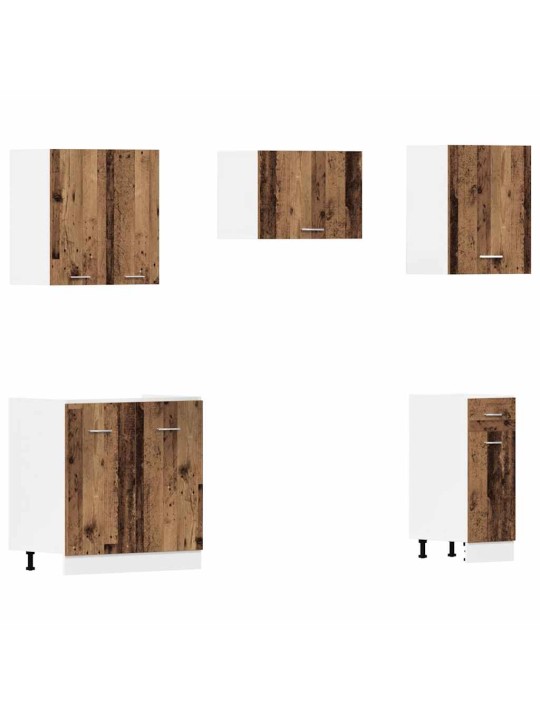 Sada 11dílná kuchyňských skříněk old wood kompozitní dřevo