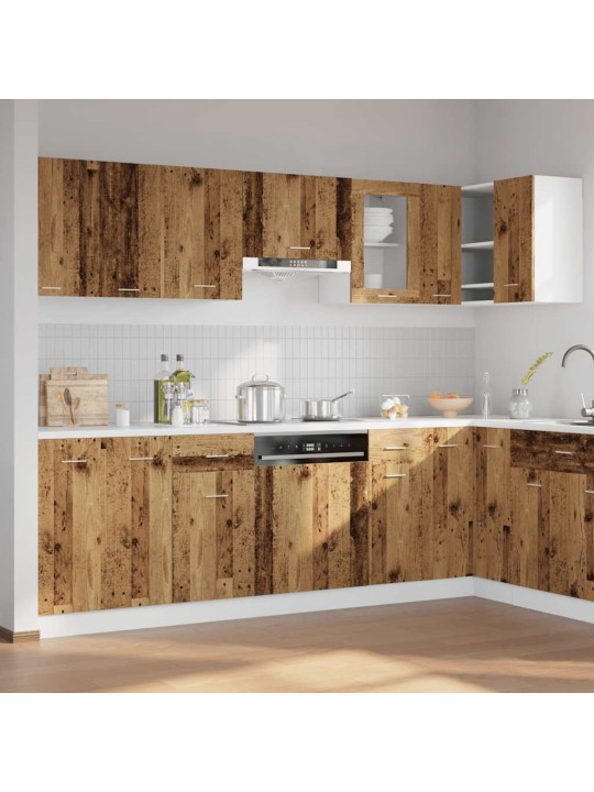Sada 11dílná kuchyňských skříněk old wood kompozitní dřevo