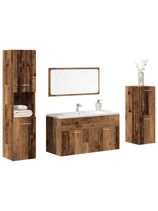 4dílná koupelnová sestava old wood kompozitní dřevo