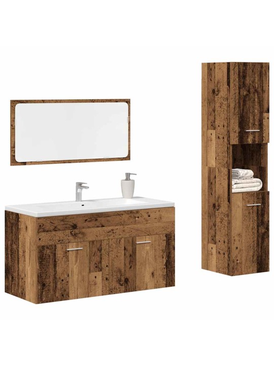 3dílná koupelnová sestava old wood kompozitní dřevo