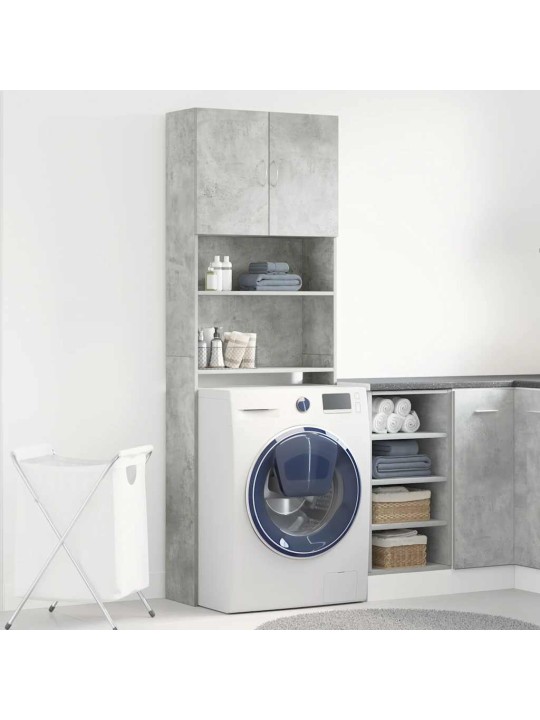 Skříňka na pračku concrete grey 64x24x190 cm dřevěná konstrukce