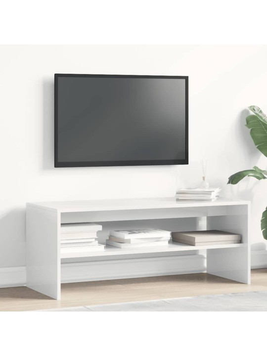 Tv stolek bílý s vysokým leskem 100 x 40 x 40 cm dřevotříska