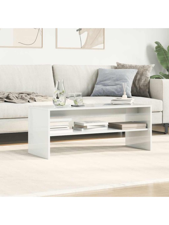 Tv stolek bílý s vysokým leskem 100 x 40 x 40 cm dřevotříska