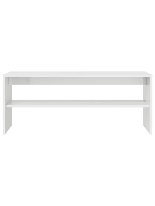 Tv stolek bílý s vysokým leskem 100 x 40 x 40 cm dřevotříska