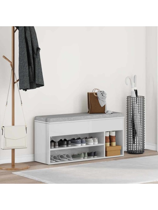 Botník bílý s vysokým leskem 102x30,5x45 cm kompozitní dřevo