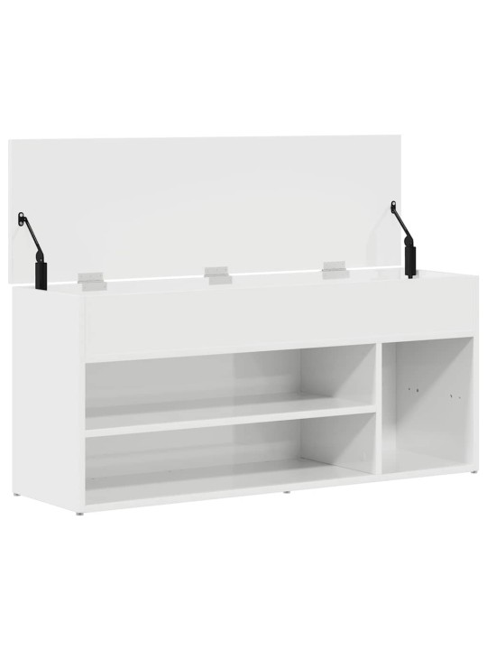 Botník bílý s vysokým leskem 102x30,5x45 cm kompozitní dřevo