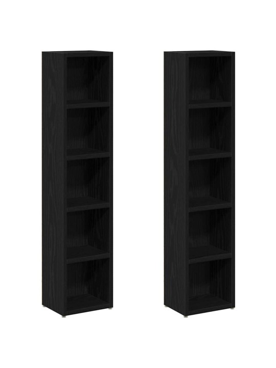 Skříňky na cd 2 ks černý dub 21x16x93,5 cm dřevěné konstrukce
