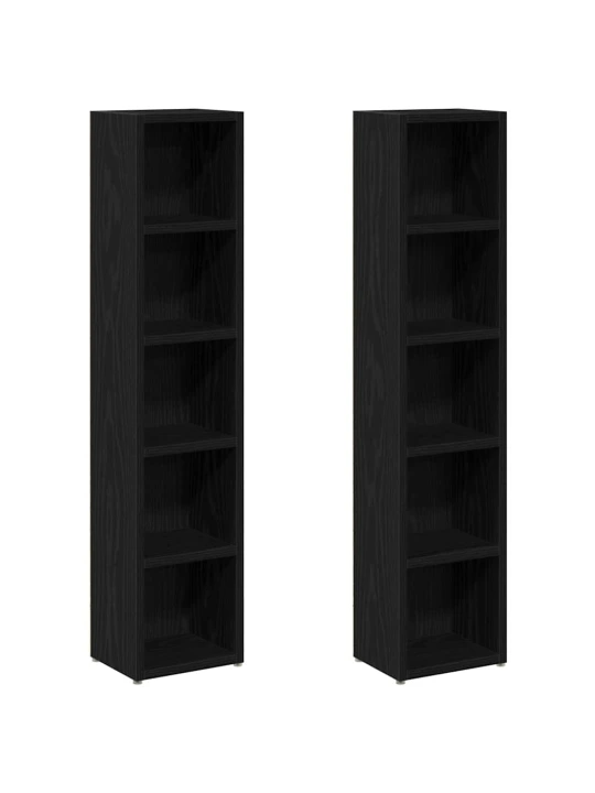 Skříňky na cd 2 ks černý dub 21x16x93,5 cm dřevěné konstrukce