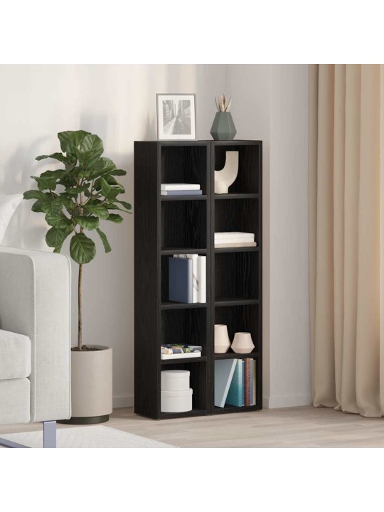 Skříňky na cd 2 ks černý dub 21x16x93,5 cm dřevěné konstrukce