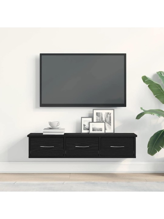 Nástěnná skříňka černý dub 88x26x18,5 cm dřevěná konstrukce