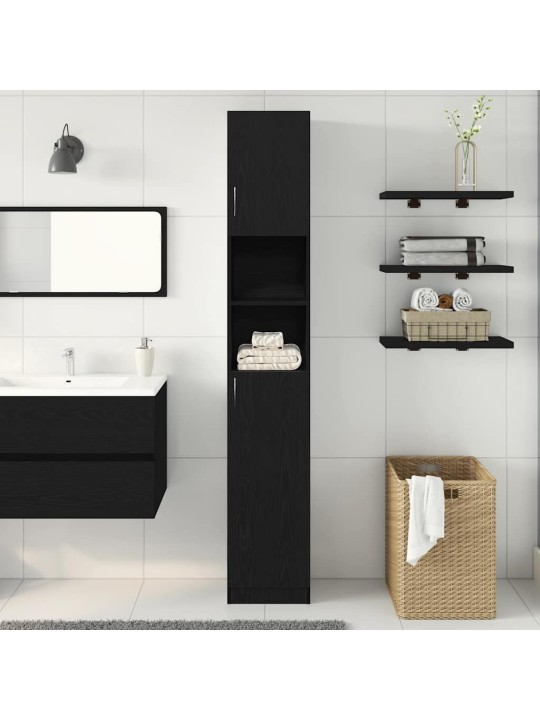 Koupelnová skříňka černý dub 32x25,5x190 cm dřevěná konstrukce