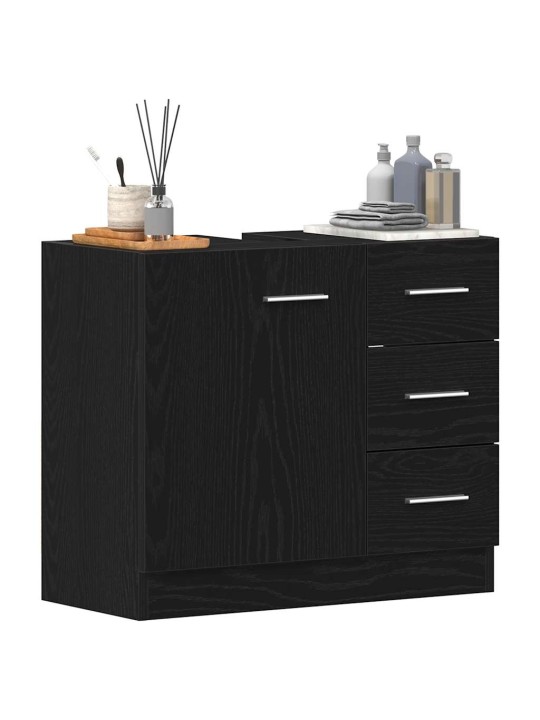 Skříňka pod umyvadlo černý dub 63x30x54 cm dřevěná konstrukce