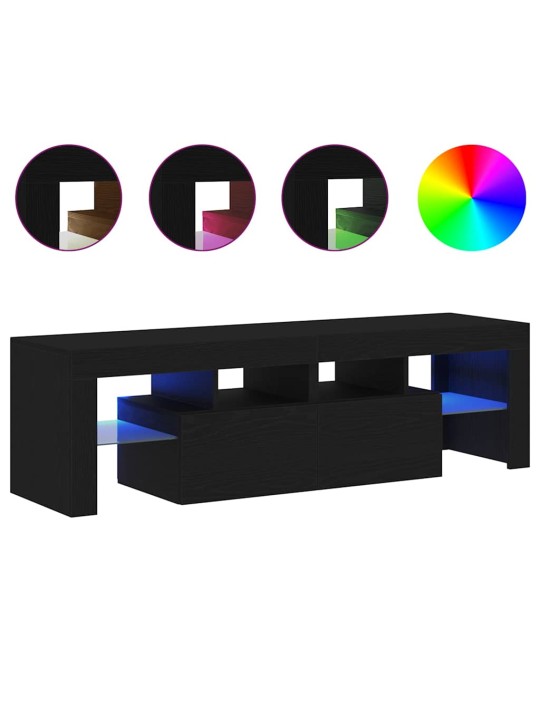 Tv stolek s led černý dub 140 x 36,5 x 40 cm kompozitní dřevo
