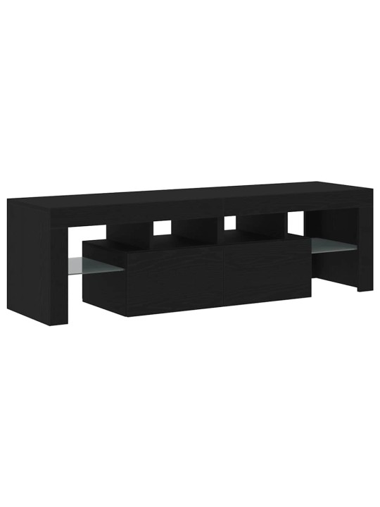 Tv stolek s led černý dub 140 x 36,5 x 40 cm kompozitní dřevo