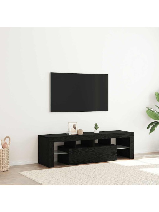 Tv stolek s led černý dub 140 x 36,5 x 40 cm kompozitní dřevo
