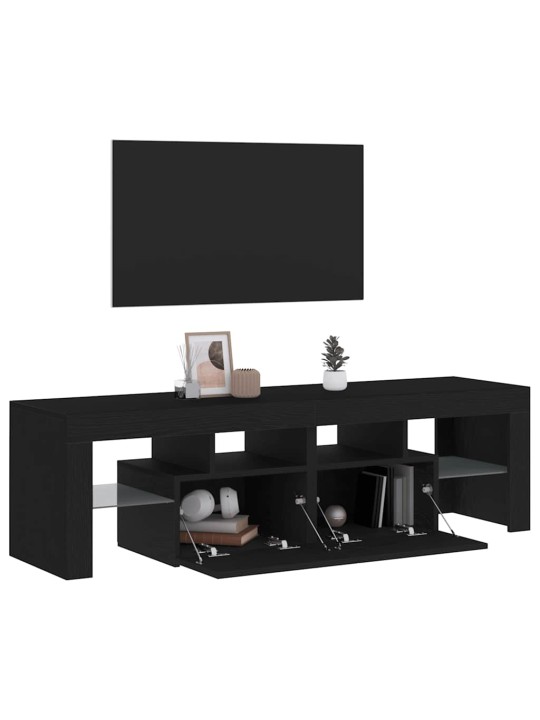 Tv stolek s led černý dub 140 x 36,5 x 40 cm kompozitní dřevo