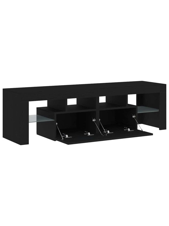 Tv stolek s led černý dub 140 x 36,5 x 40 cm kompozitní dřevo