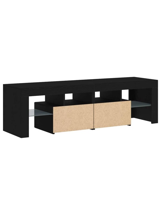 Tv stolek s led černý dub 140 x 36,5 x 40 cm kompozitní dřevo