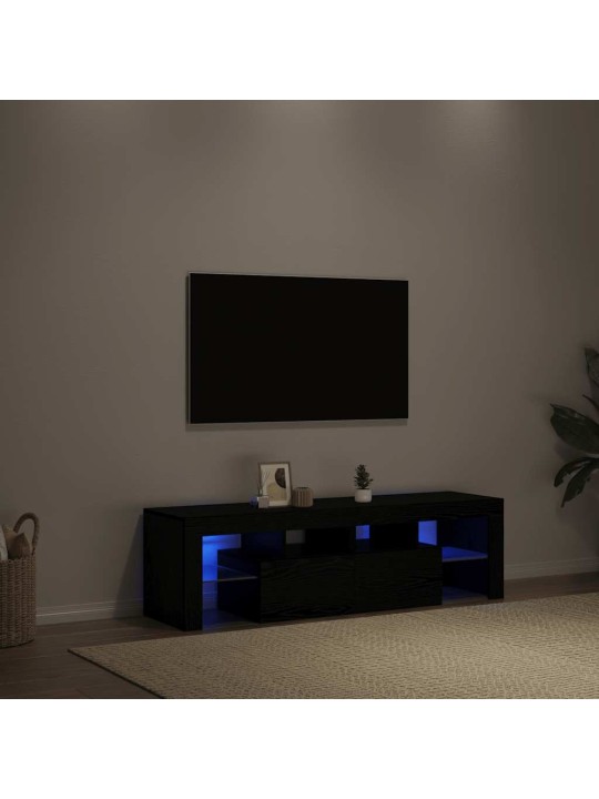 Tv stolek s led černý dub 140 x 36,5 x 40 cm kompozitní dřevo