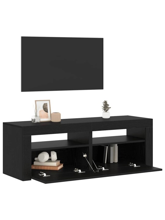 Tv stolek s led černý dub 120 x 35 x 40 cm kompozitní dřevo