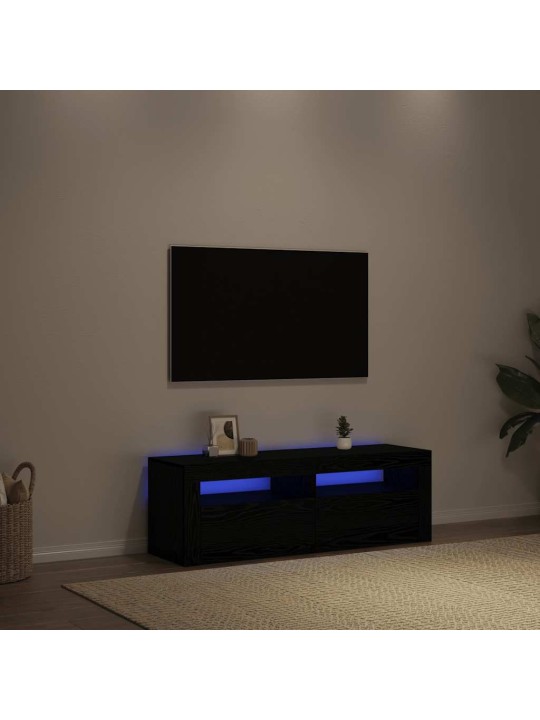 Tv stolek s led černý dub 120 x 35 x 40 cm kompozitní dřevo