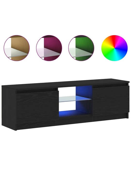 Tv stolek s led černý dub 120 x 30 x 36 cm kompozitní dřevo