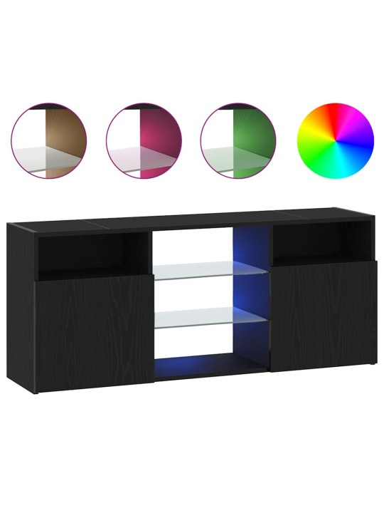 Tv stolek s led černý dub 120 x 30 x 50 cm kompozitní dřevo