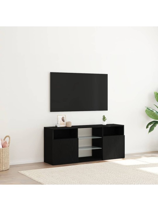 Tv stolek s led černý dub 120 x 30 x 50 cm kompozitní dřevo