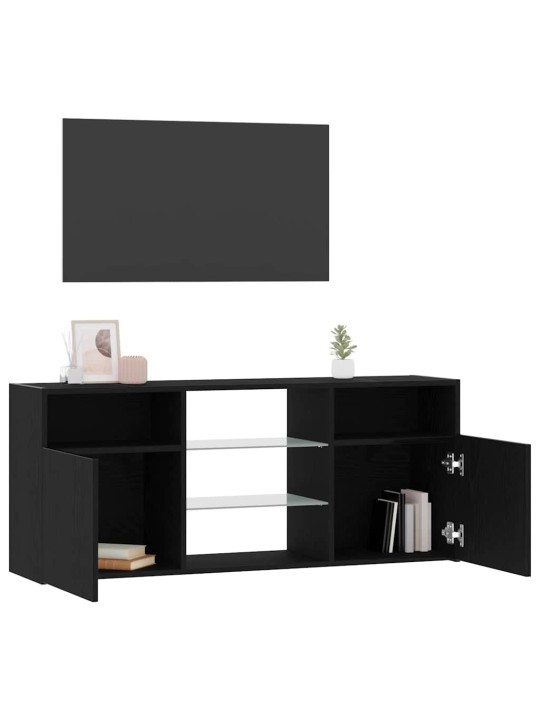 Tv stolek s led černý dub 120 x 30 x 50 cm kompozitní dřevo