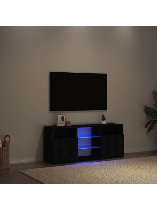 Tv stolek s led černý dub 120 x 30 x 50 cm kompozitní dřevo