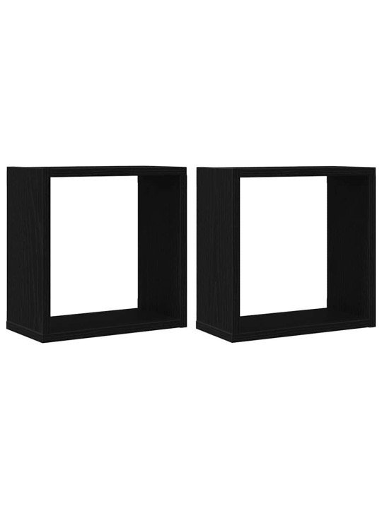 Nástěnné police kostky 2 ks černý dub 30x15x30 cm kompozit