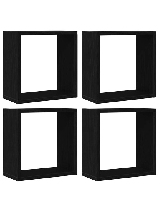 Nástěnné police kostky 4 ks černý dub 30x15x30 cm kompozit