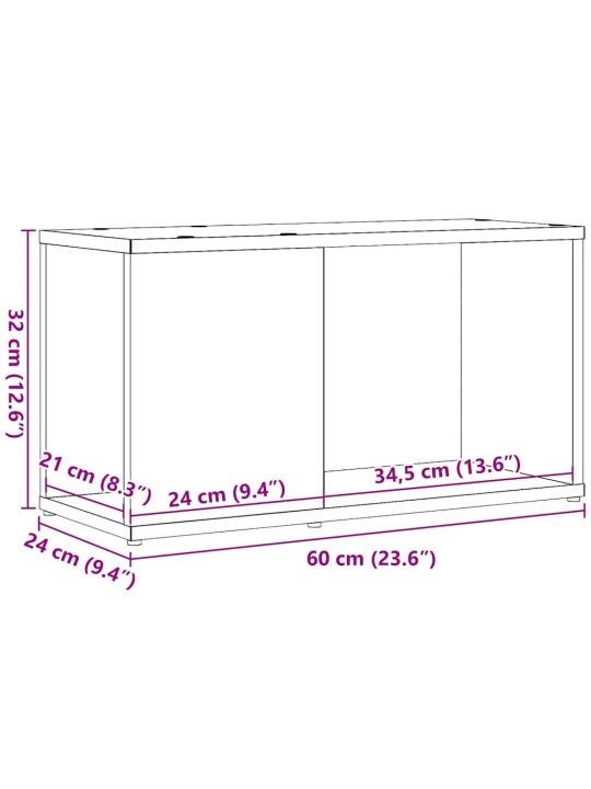 Tv skříňka černý dub 60x24x32 cm dřevěná konstrukce